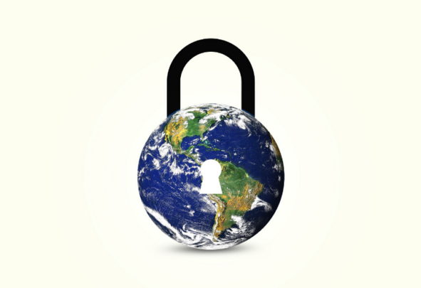 A globe seen as a padlock