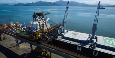 image of dry bulk ship being loaded with VIVE sugar