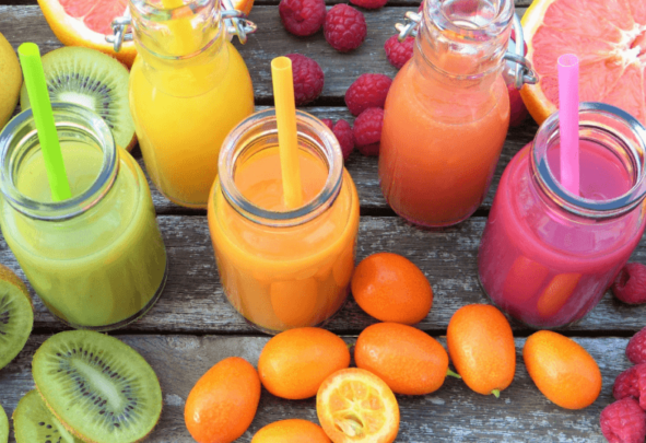 assorted fruit and juice