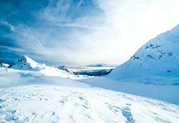 An arctic landscape with ice