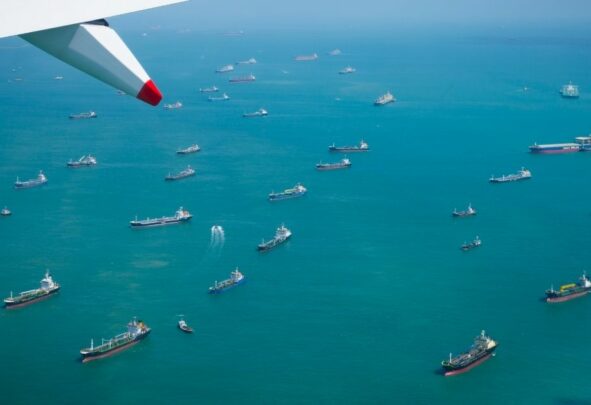 an image of ships waiting to dock