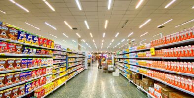 Supermarket/ grocery store aisle of foods containing additives